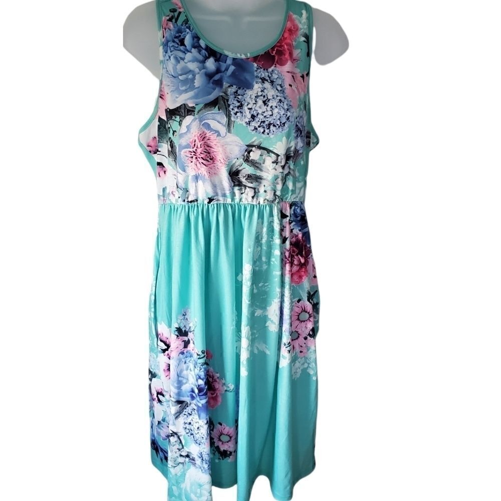 Ours Floral Sleeveless Dress With Pockets Large